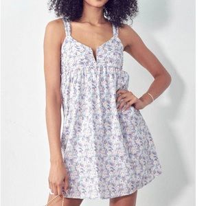 Floral V-Notch Mini Dress